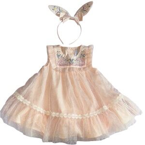 💗🥳 HOST PICK 🥳💗 Tahari Peach Dress with Floral Embroidery NWOT